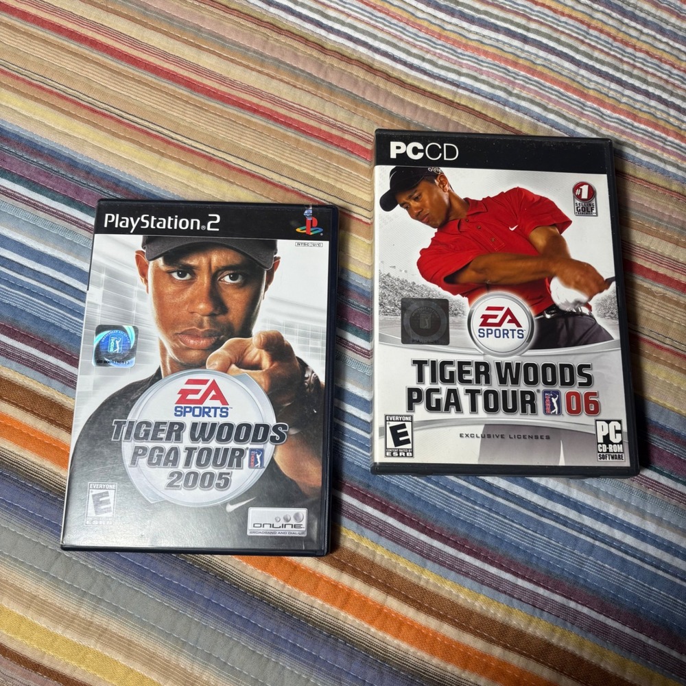 Tiger Woods PGA Tour 2005 PS2 & 06 PC CD-ROM EA Sports Golf Game Bundle